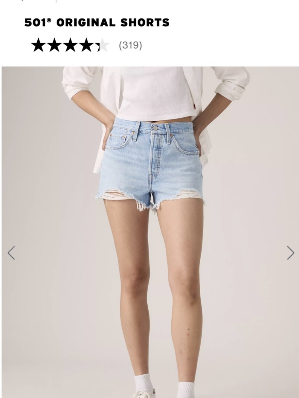 Levi's Light Blue Distressed Denim Shorts